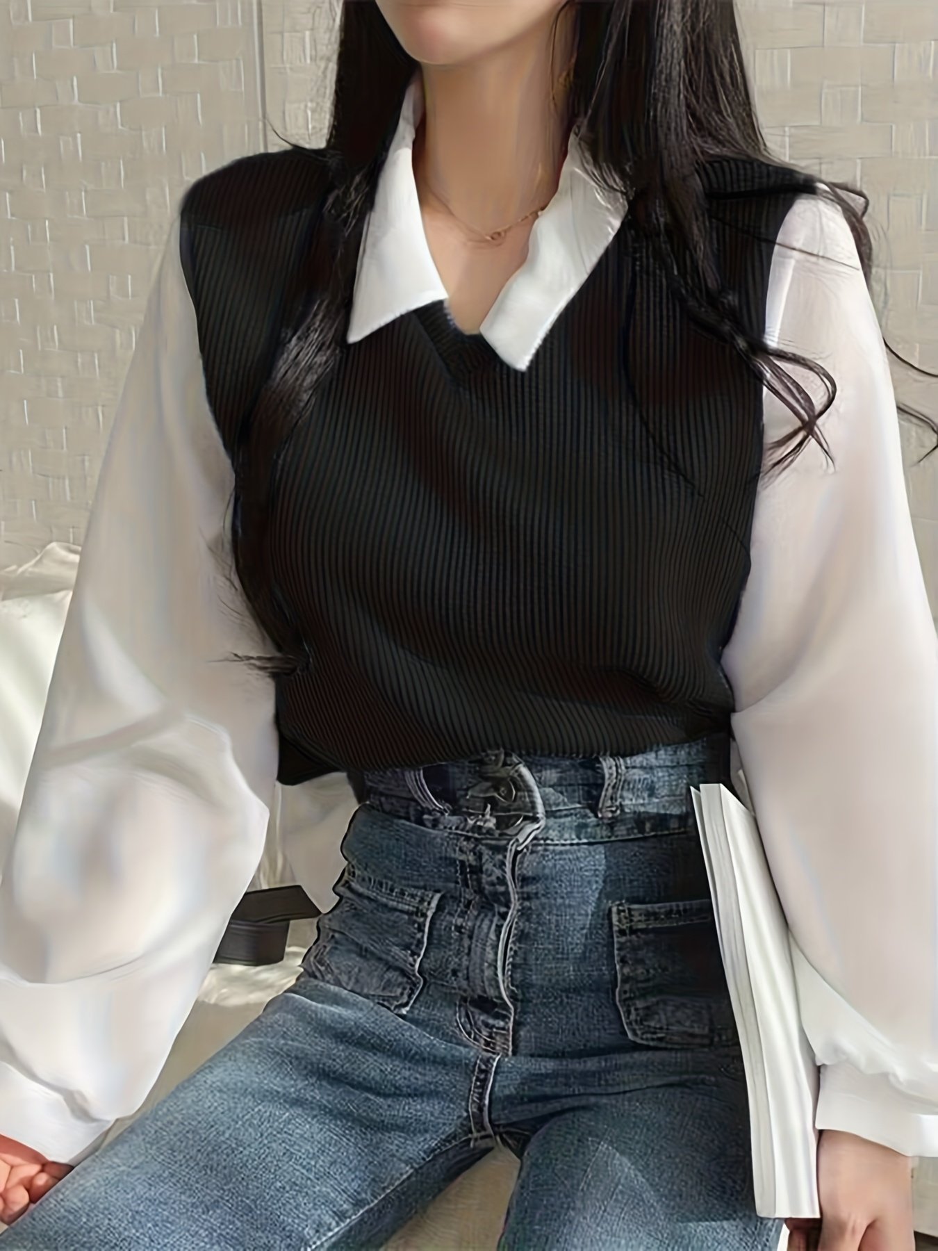 Faux Two-Piece Sweatshirt - Image 2