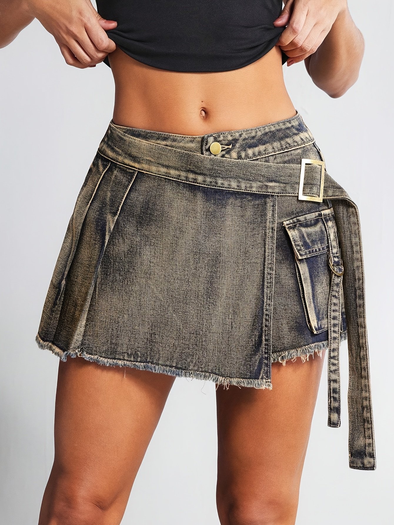 2-in-1 Denim Skirt & Cargo Shorts - Image 2