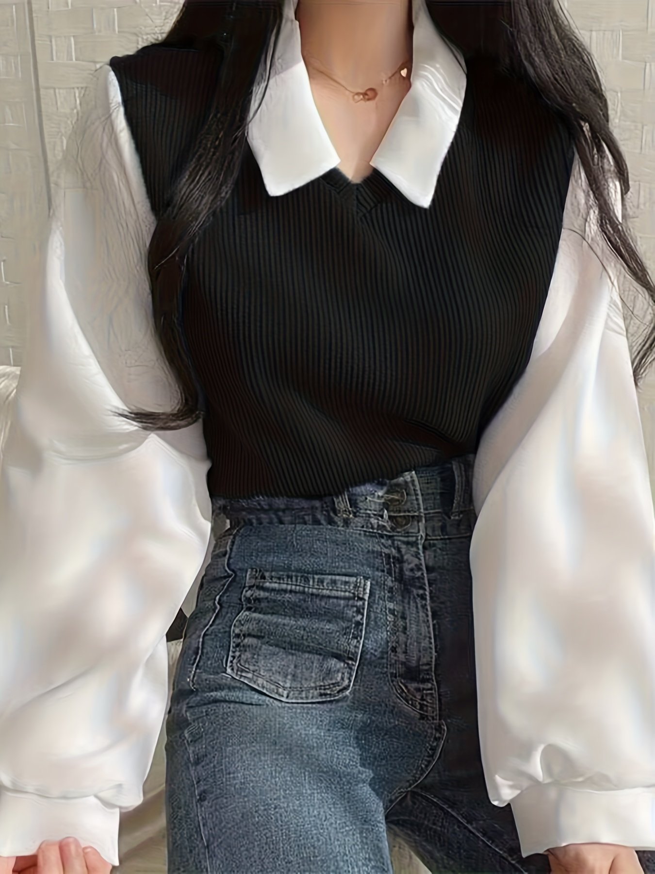 Faux Two-Piece Sweatshirt - Image 3