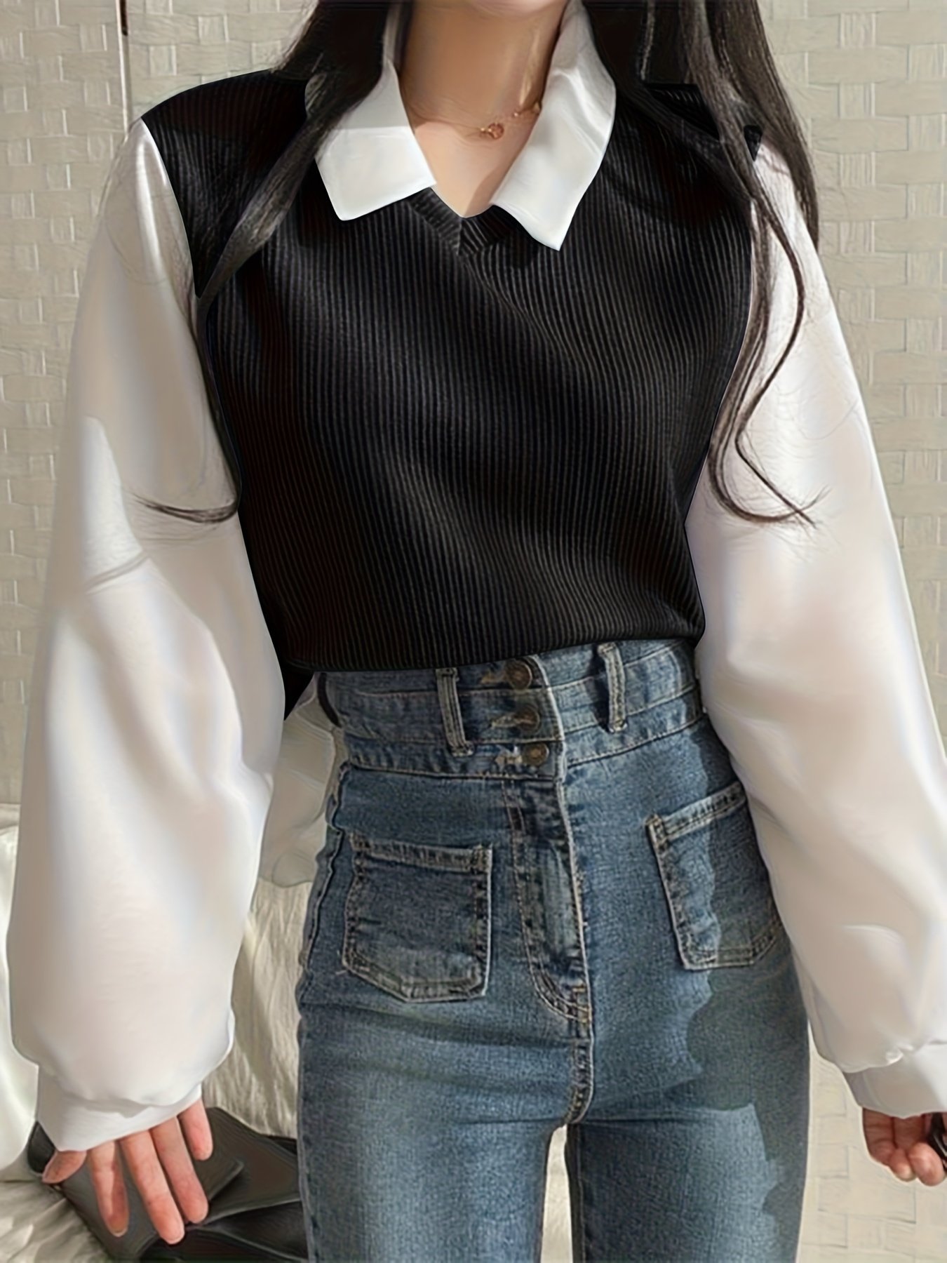 Faux Two-Piece Sweatshirt - Image 4