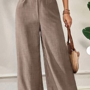 Solid Color Casual Wide-Leg Pants