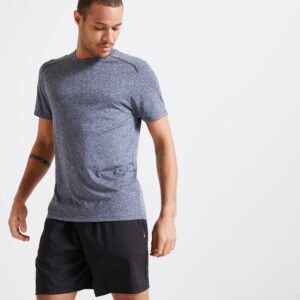 Men's Breathable Crew Neck Essential Fitness T-Shirt - Mottled Grey