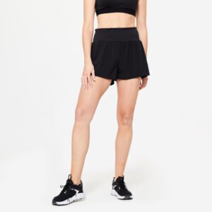 Women's 2-in-1 Fitness Shorts - Smoky Black