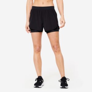 Women's Cardio Fitness Double Layer Shorts - Black