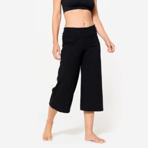 Women's High-Waisted Cotton Yoga Capri Pants - Ultra Black