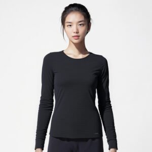 Women's long-sleeved running T-shirt Sun Protect - black